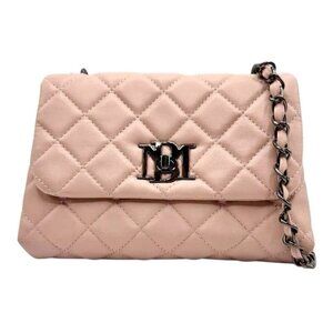 Badgley Mischka Quilted Crossbody Bag Blush Pink Chain Strap Gun Metal NWT